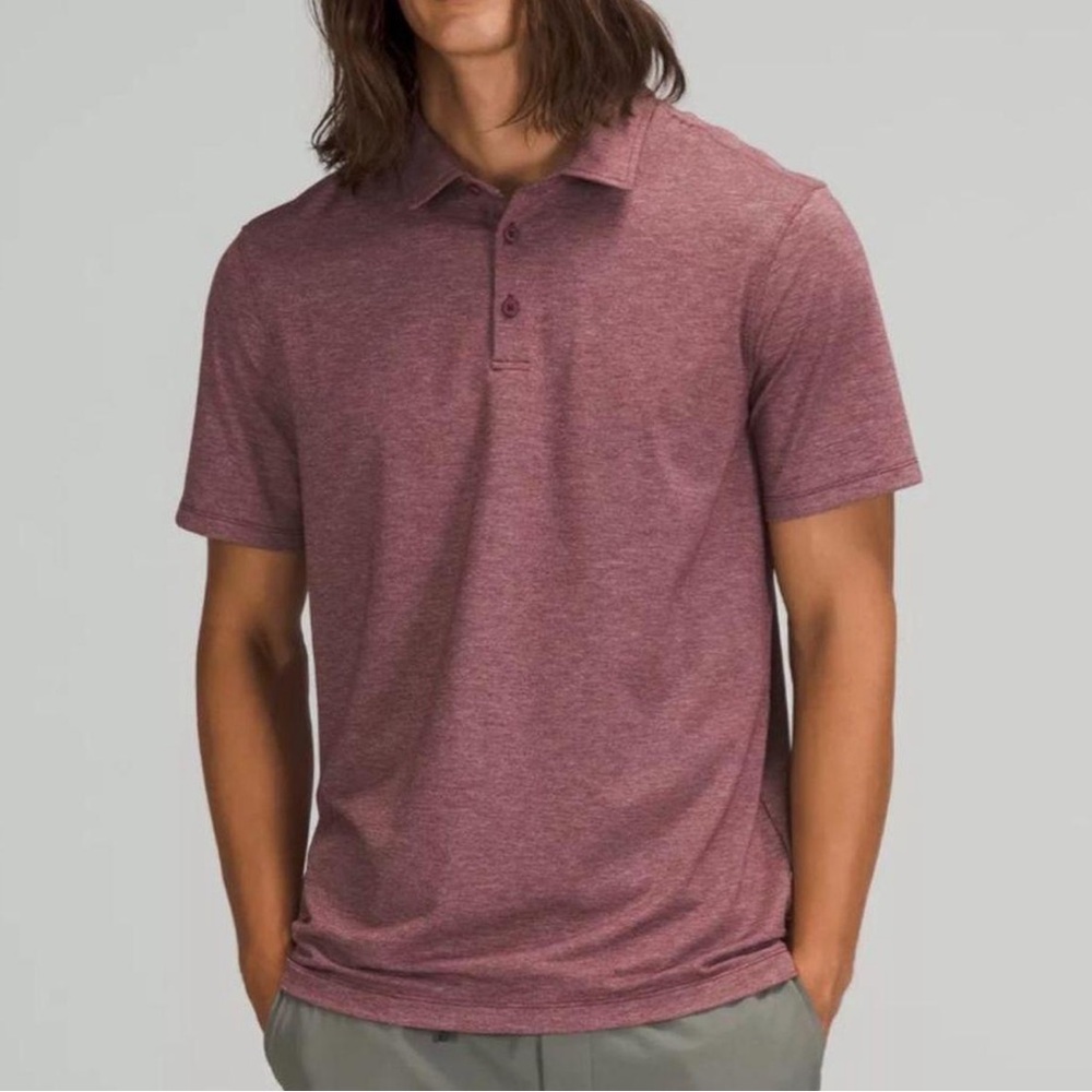 Lululemon Evolution Short Sleeve Polo Shirt Heathered Red Merlot